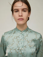 Sage Chain Pattern Satin Dress