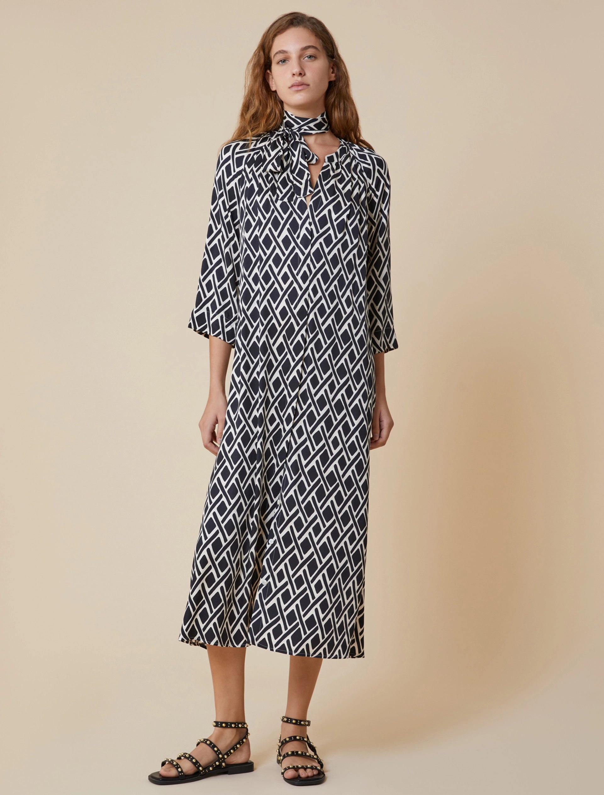 Patterned Twill Shirt Dress