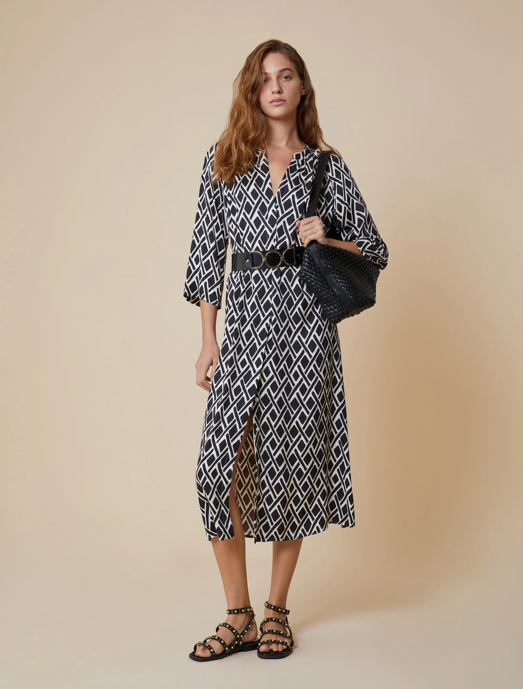 Patterned Twill Shirt Dress