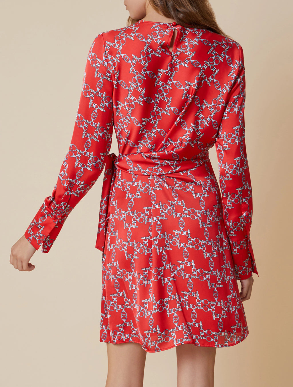 Chain Print Red Mini Dress
