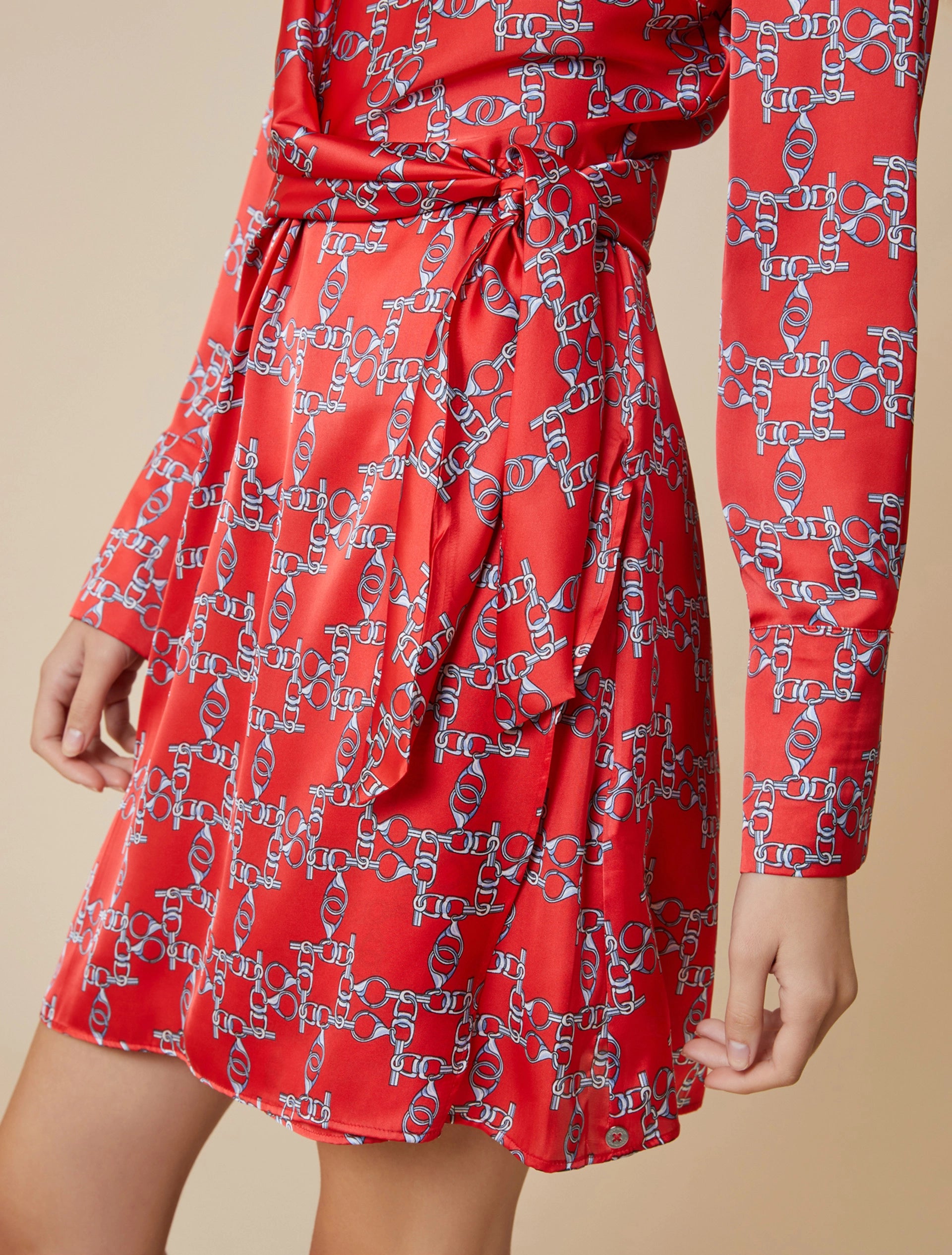 Chain Print Red Mini Dress