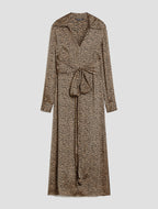 Leopard Swirl Pattern Satin Midi Dress