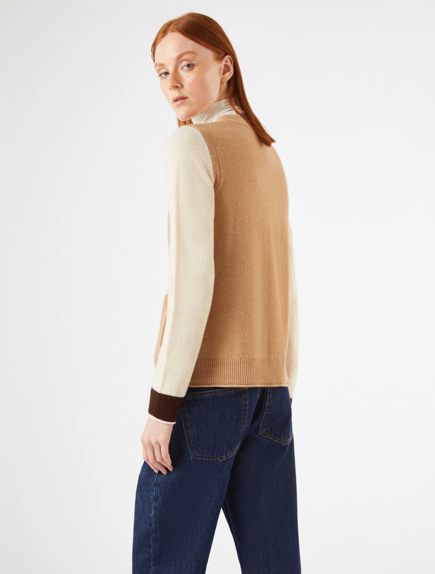 Wool and Cashmere Colour Block Cardigan