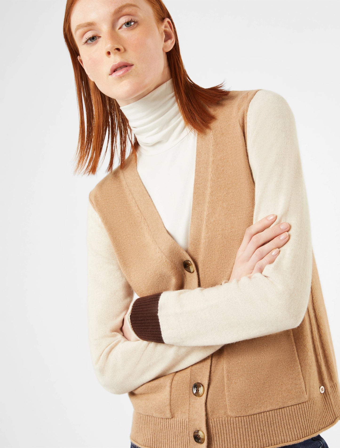 Wool and Cashmere Colour Block Cardigan