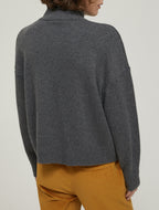 Wool Blend Zip Up Grey Cardigan