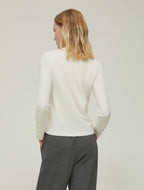 Slim Fit Cream Button Little Knit