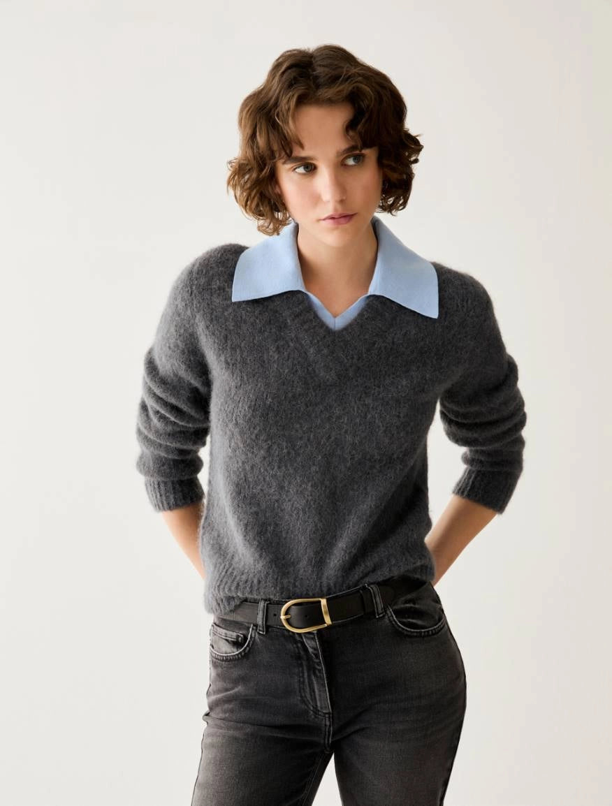 Alpaca Slim Grey Layer Knit