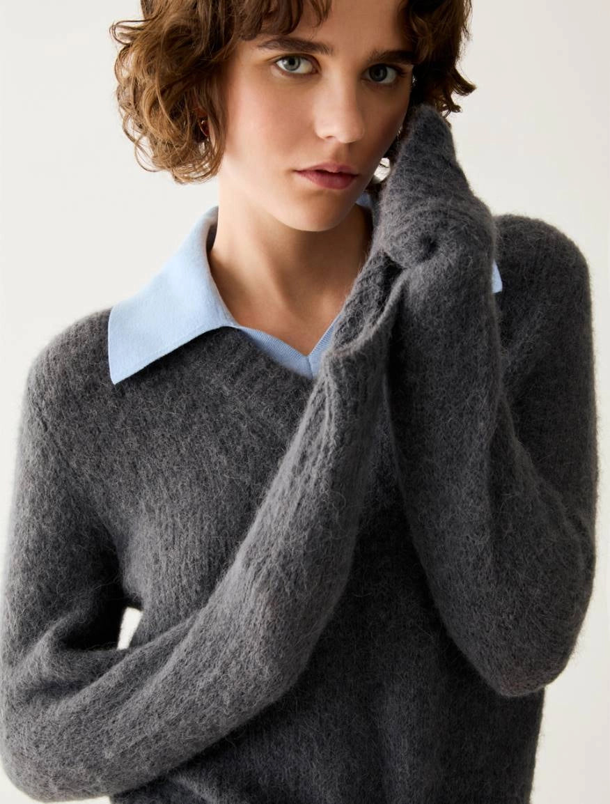 Alpaca Slim Grey Layer Knit