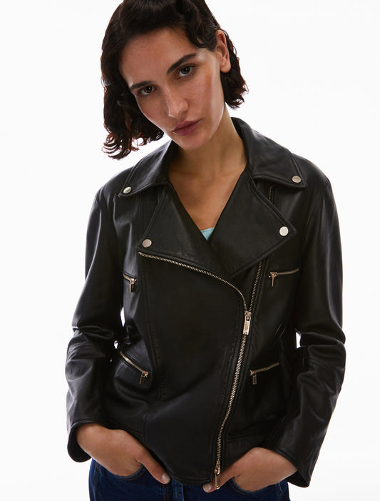 Nappa Leather Biker-Style Jacket