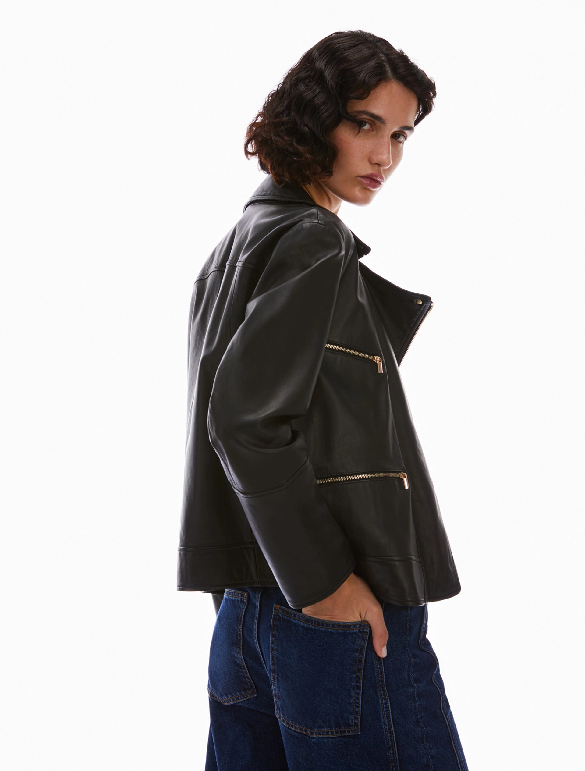 Nappa Leather Biker-Style Jacket