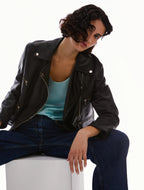 Nappa Leather Biker-Style Jacket