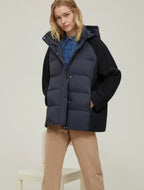 Nylon and Cloth Navy Padded Jacket
