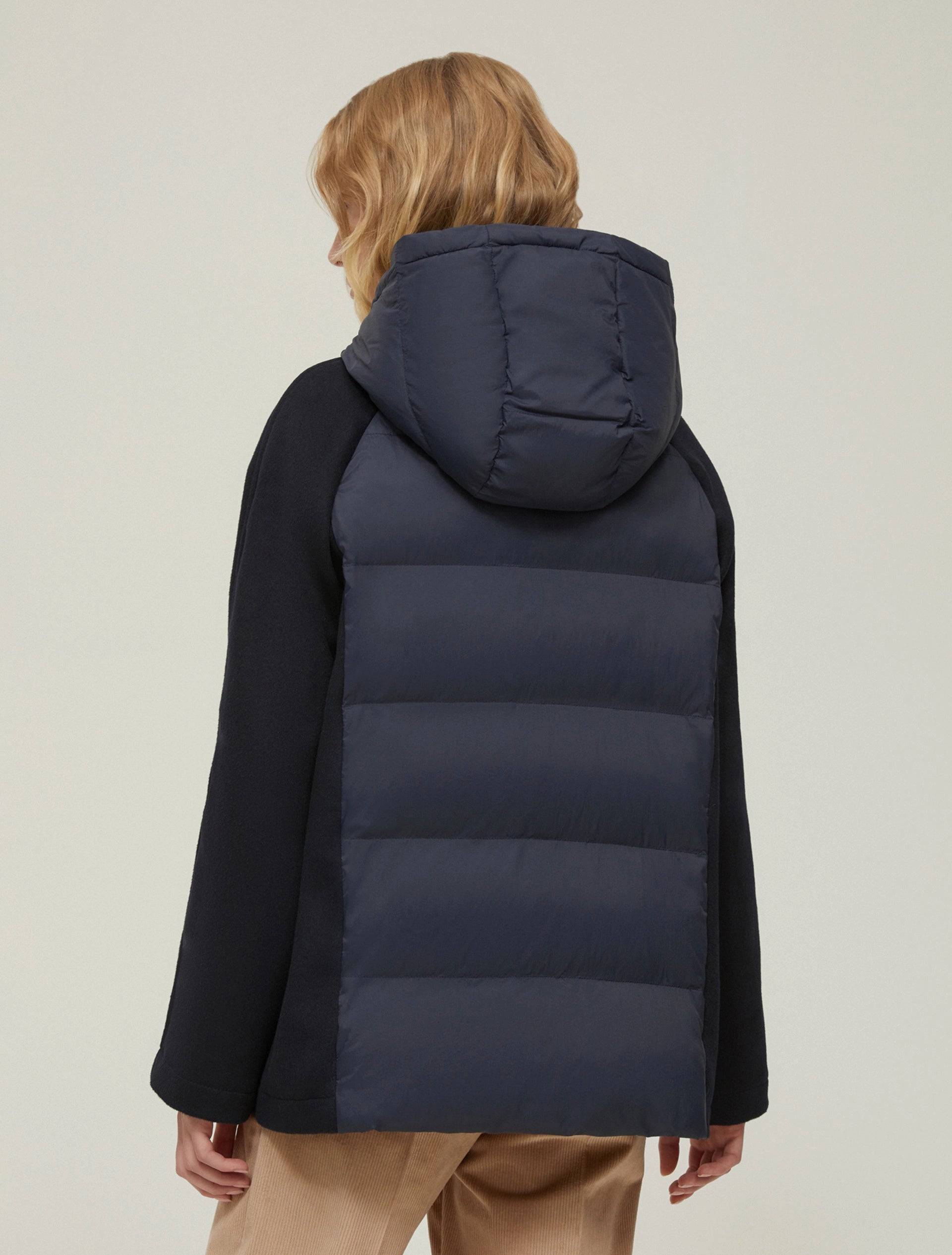 Nylon and Cloth Navy Padded Jacket
