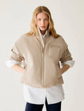 Water Repellent Nude Bomber Style Jacket