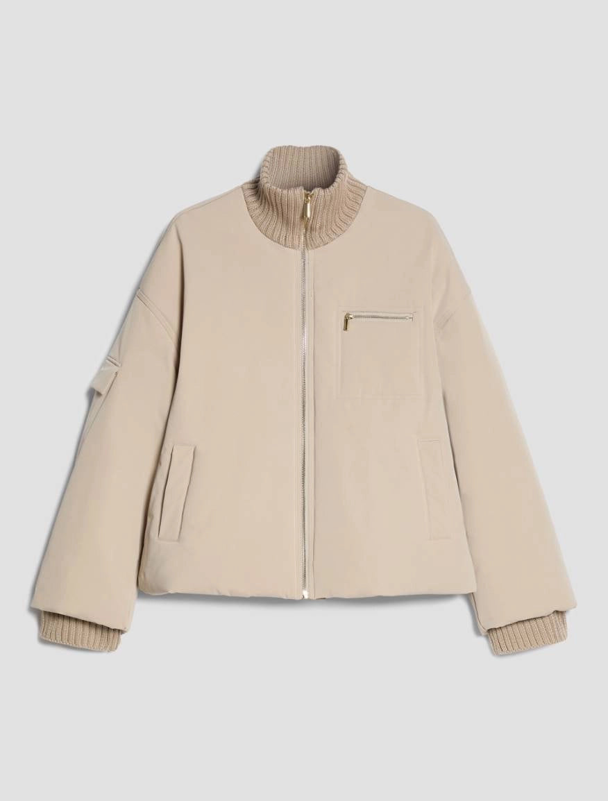 Water Repellent Nude Bomber Style Jacket