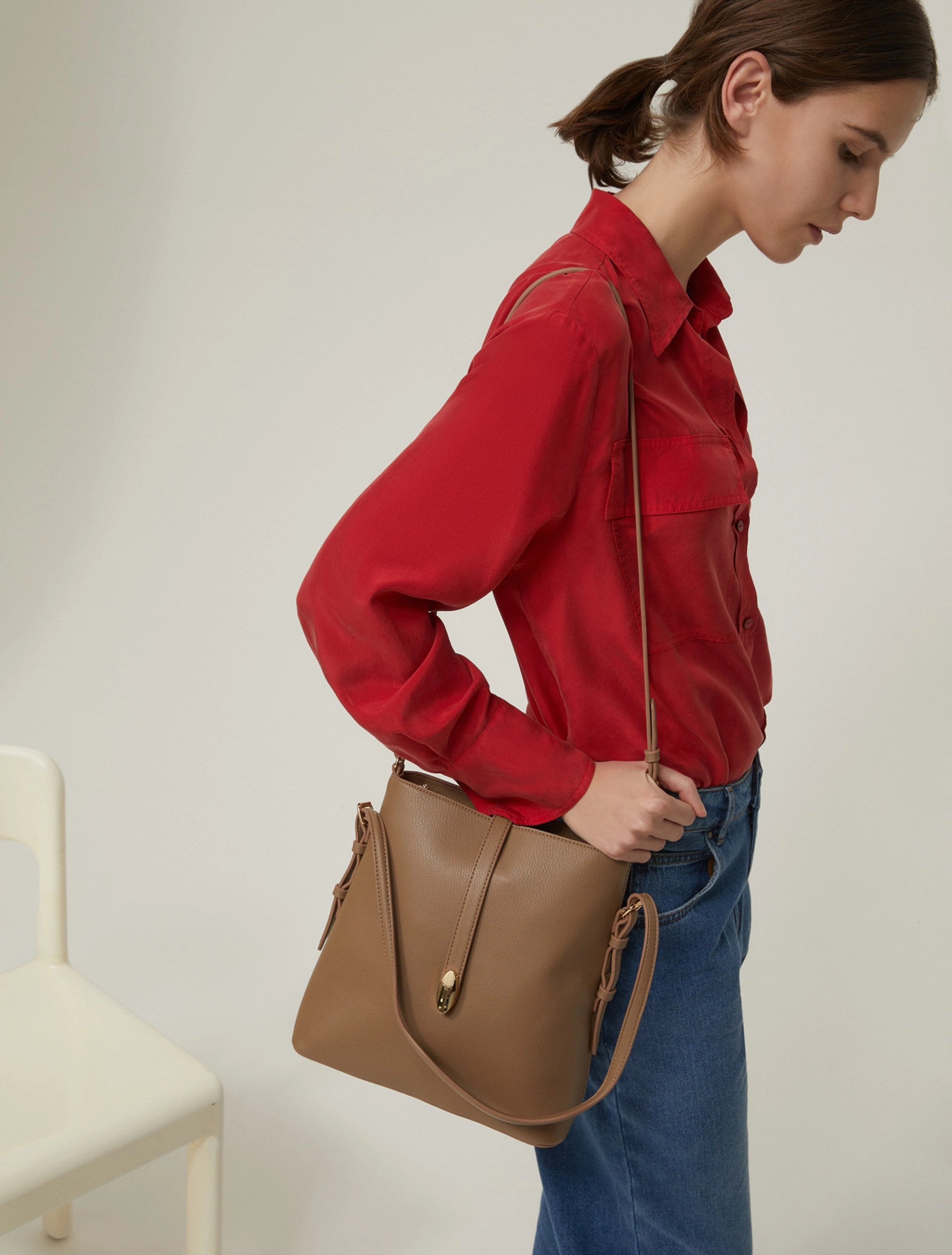 Tan Shoulder Detailed Bag