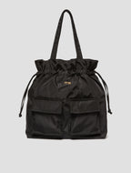 Technical black fabric tote-pack