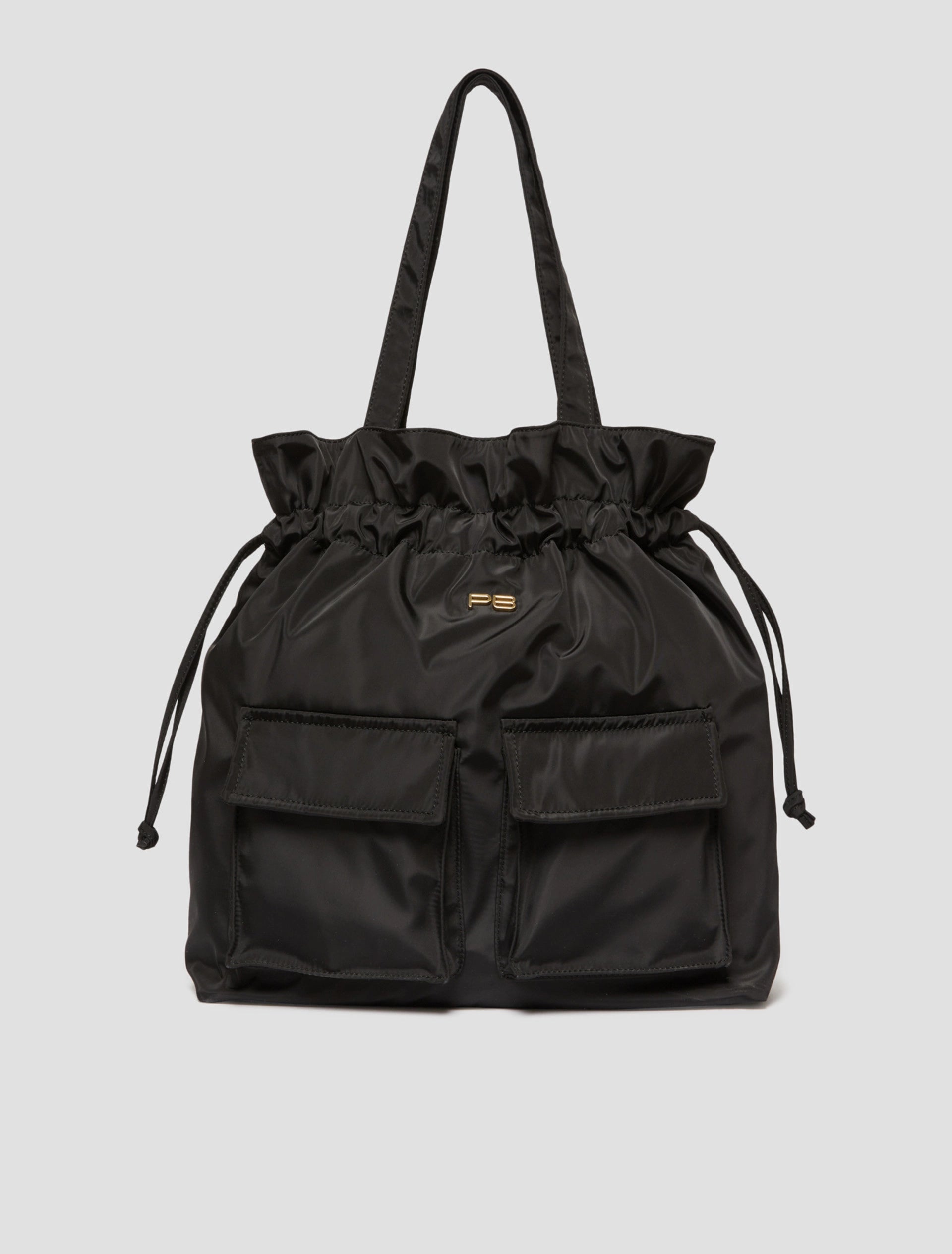 Technical black fabric tote-pack