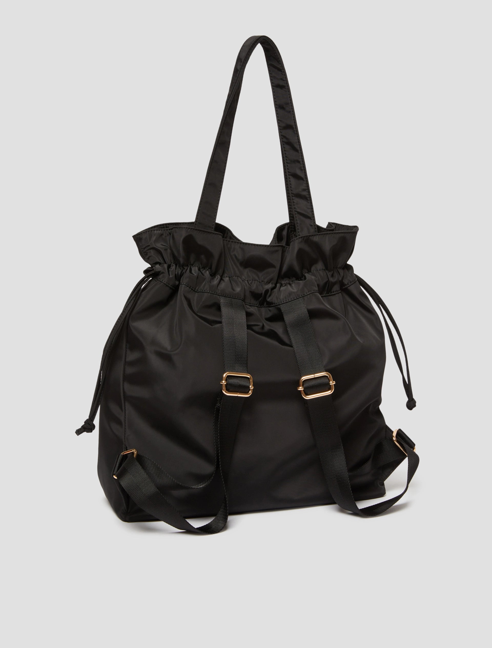 Technical black fabric tote-pack