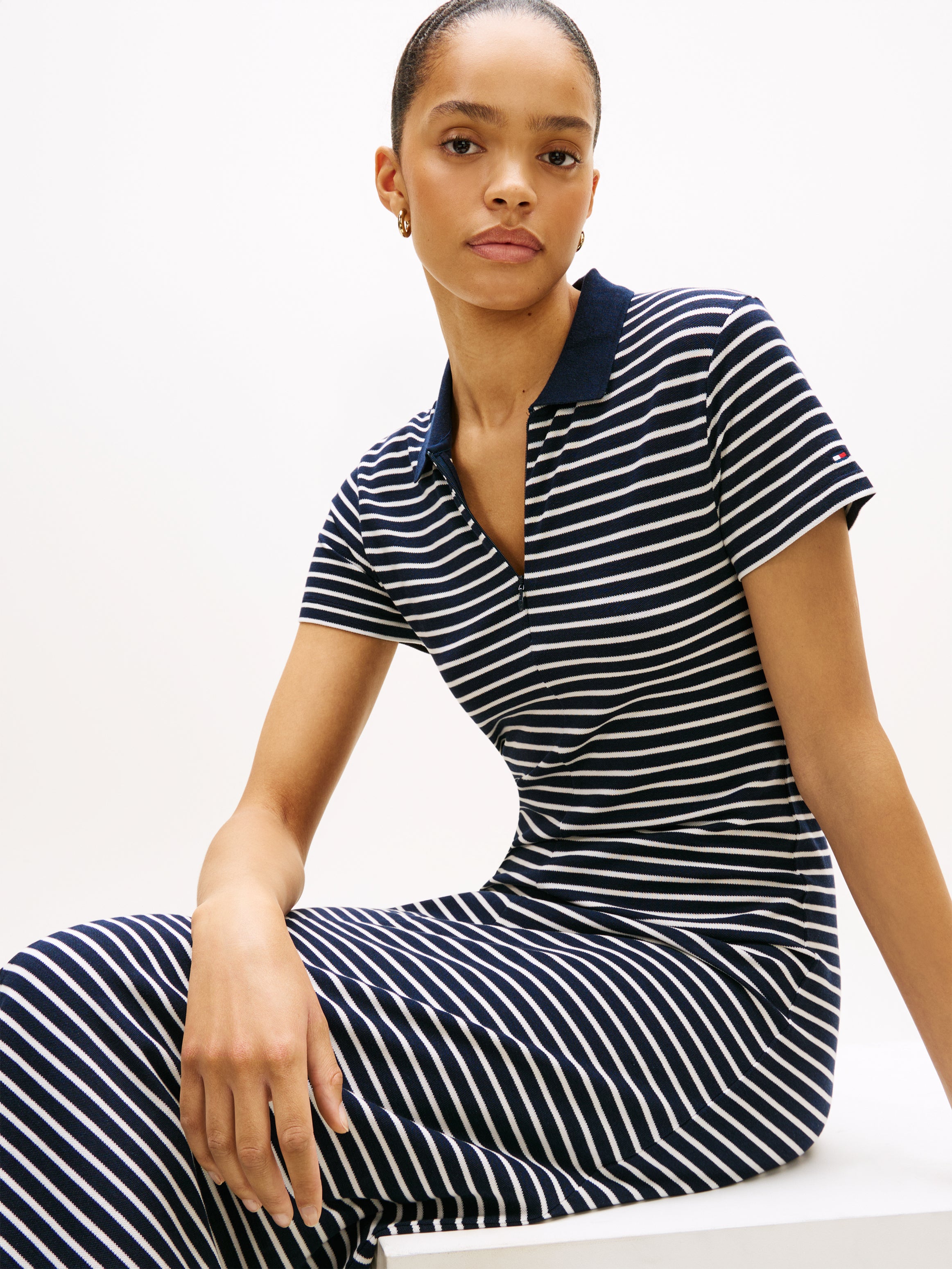 The Pique Stripe Collar Dress