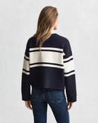 The Navy Cream Colour Block Cardigan
