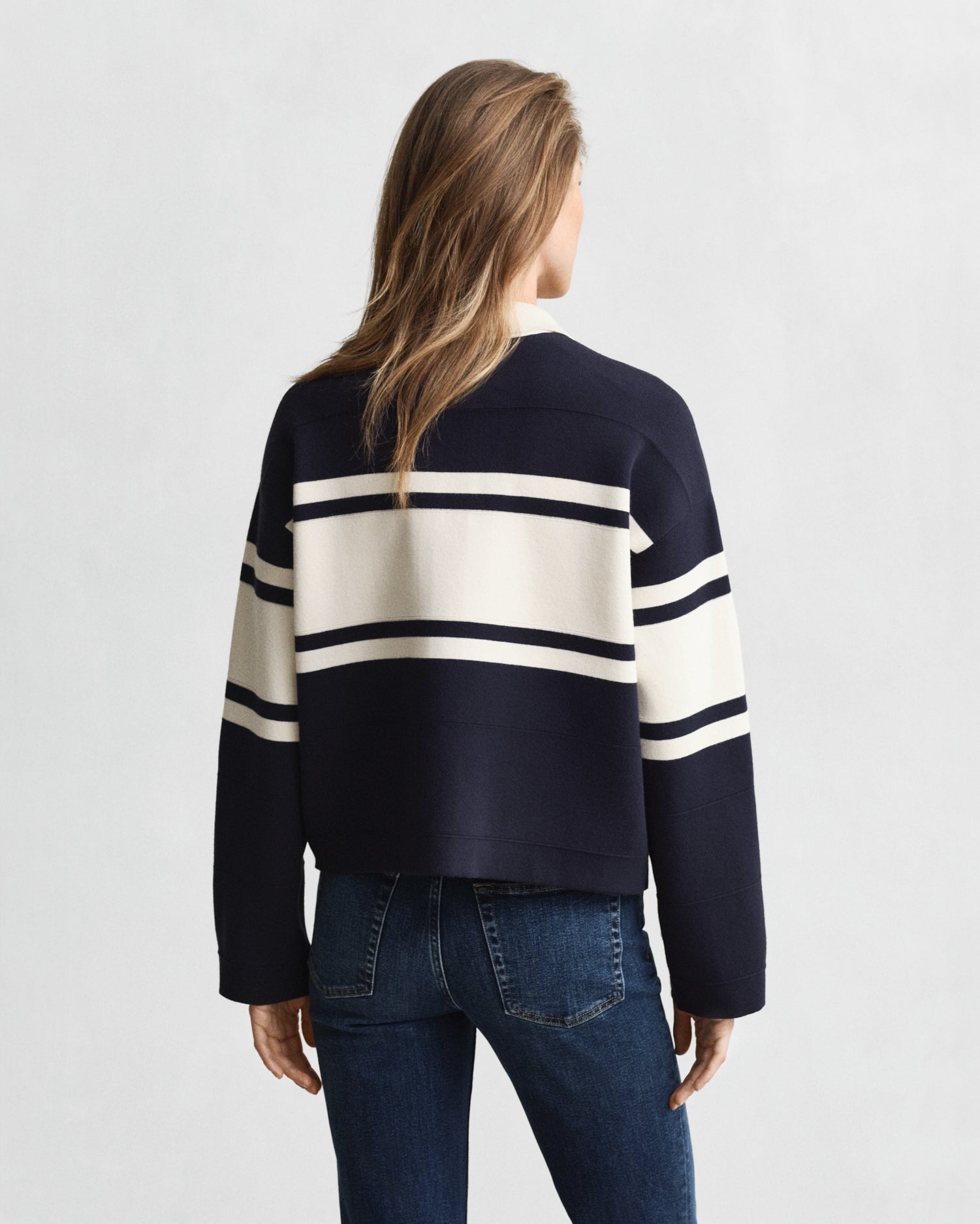 The Navy Cream Colour Block Cardigan