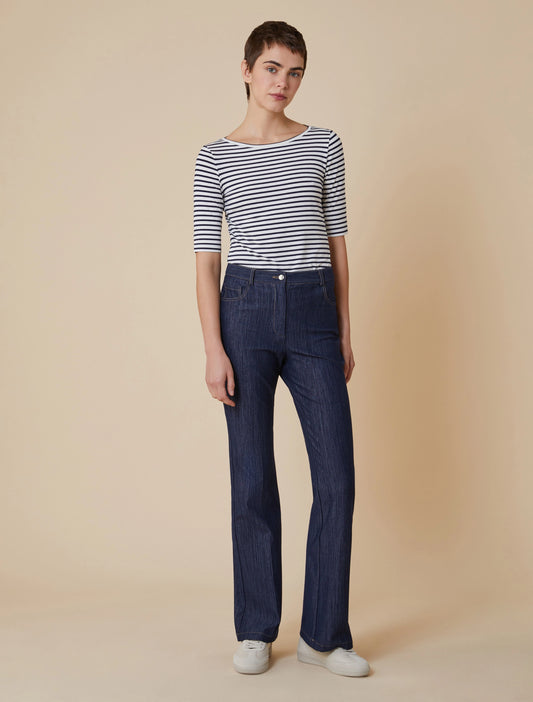 Flared Denim Jersey Trousers