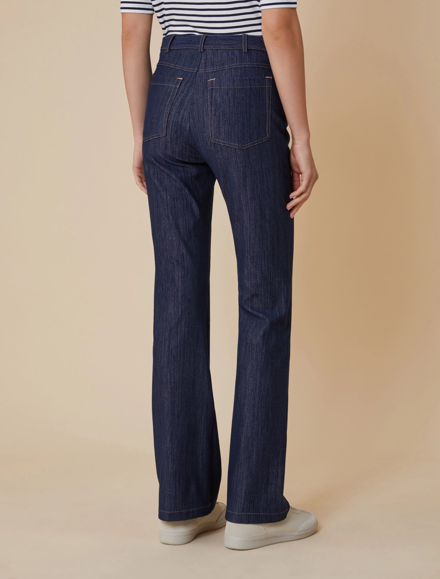 Flared Denim Jersey Trousers