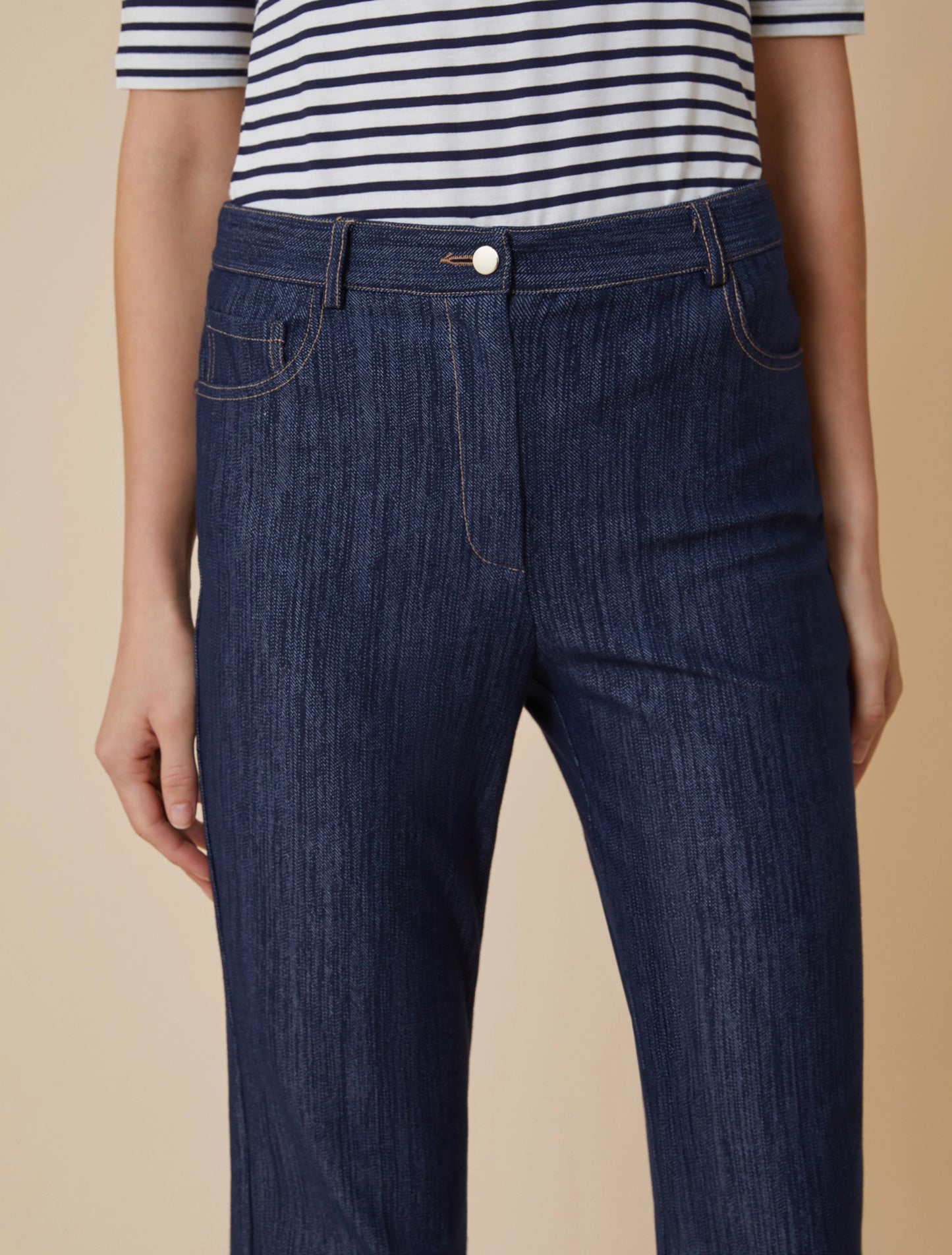 Flared Denim Jersey Trousers