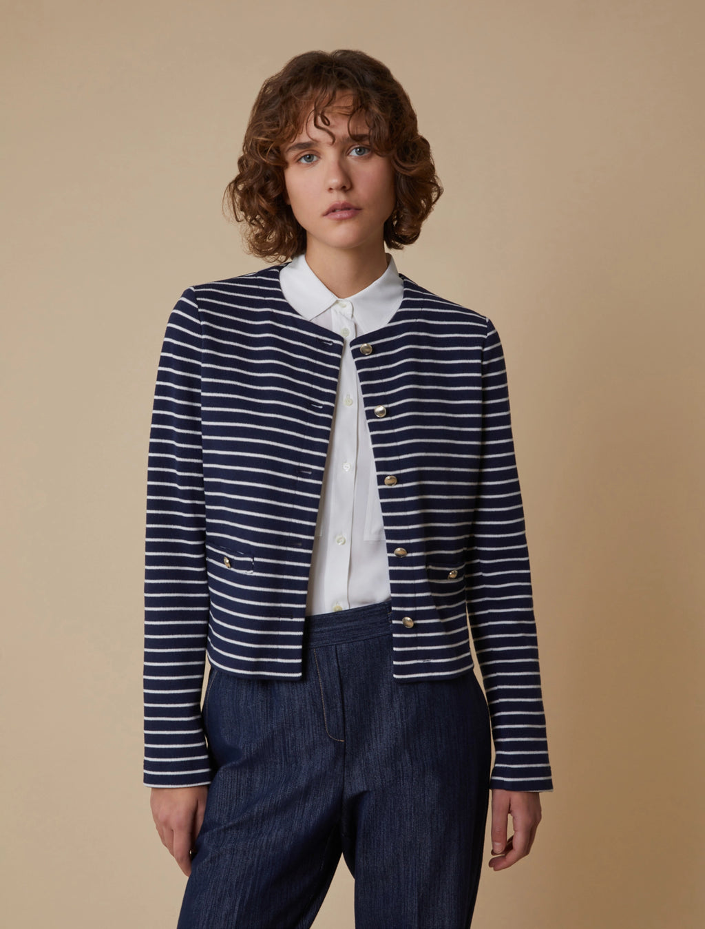 Jersey Pique Crew-Neck Cardi