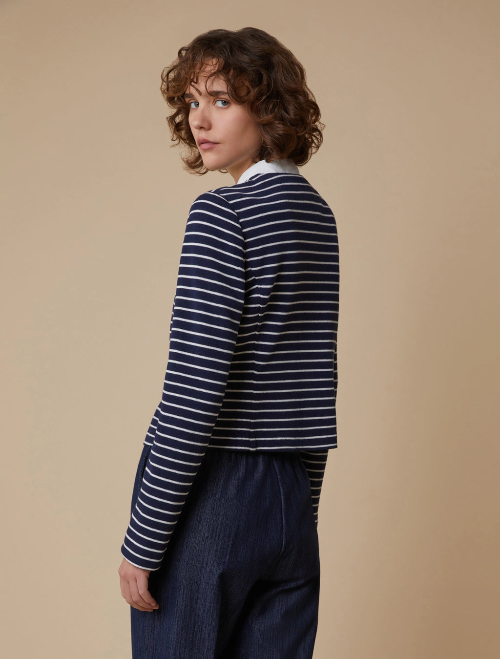 Jersey Pique Crew-Neck Cardi