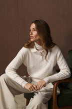 The Cashmere Polo Knit - Cream Oat