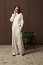 The Cashmere Polo Knit - Cream Oat