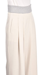 Cream Thick Grey Waistband Trousers