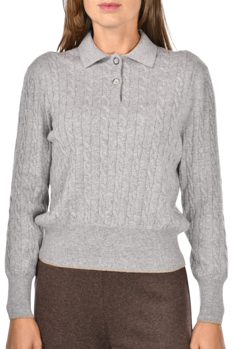 The Cashmere Polo Knit - Grey