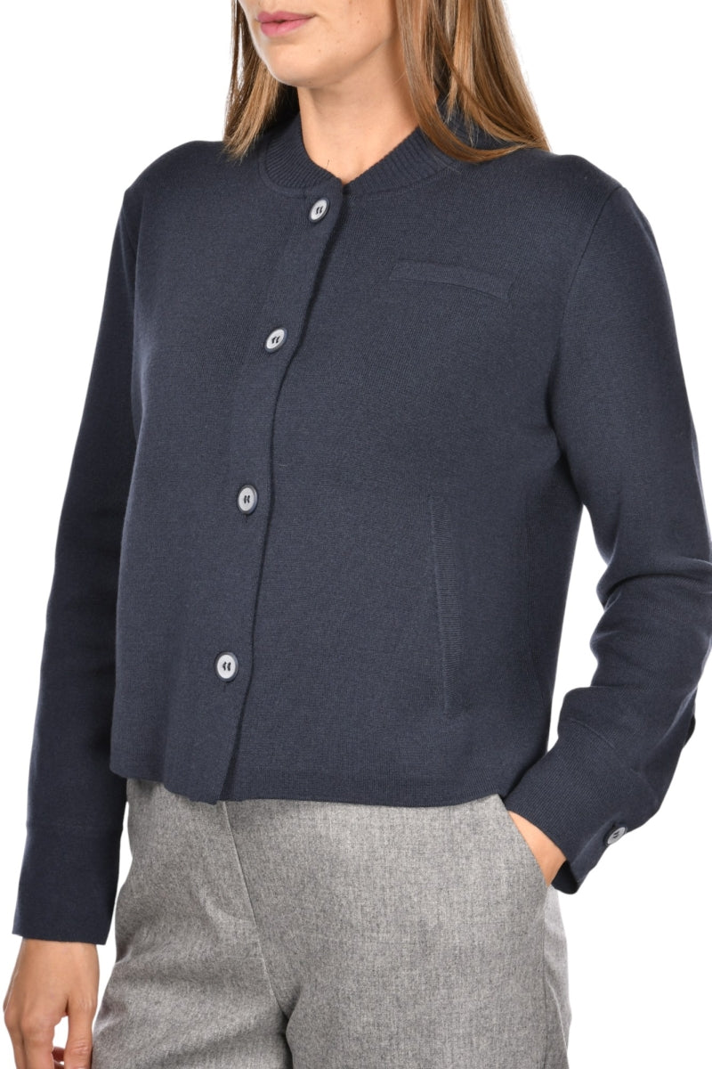 Navy Button Structured Cardi