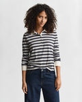 The Striped Long Sleeve Polo Top