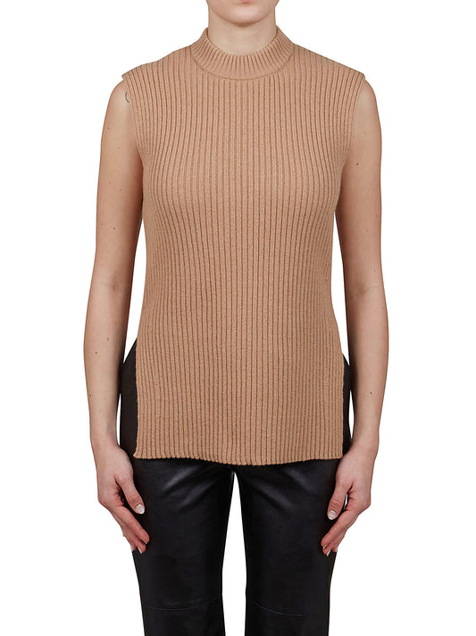 The Ribbed Camel Sleeveless Wool Knit by Purotatto