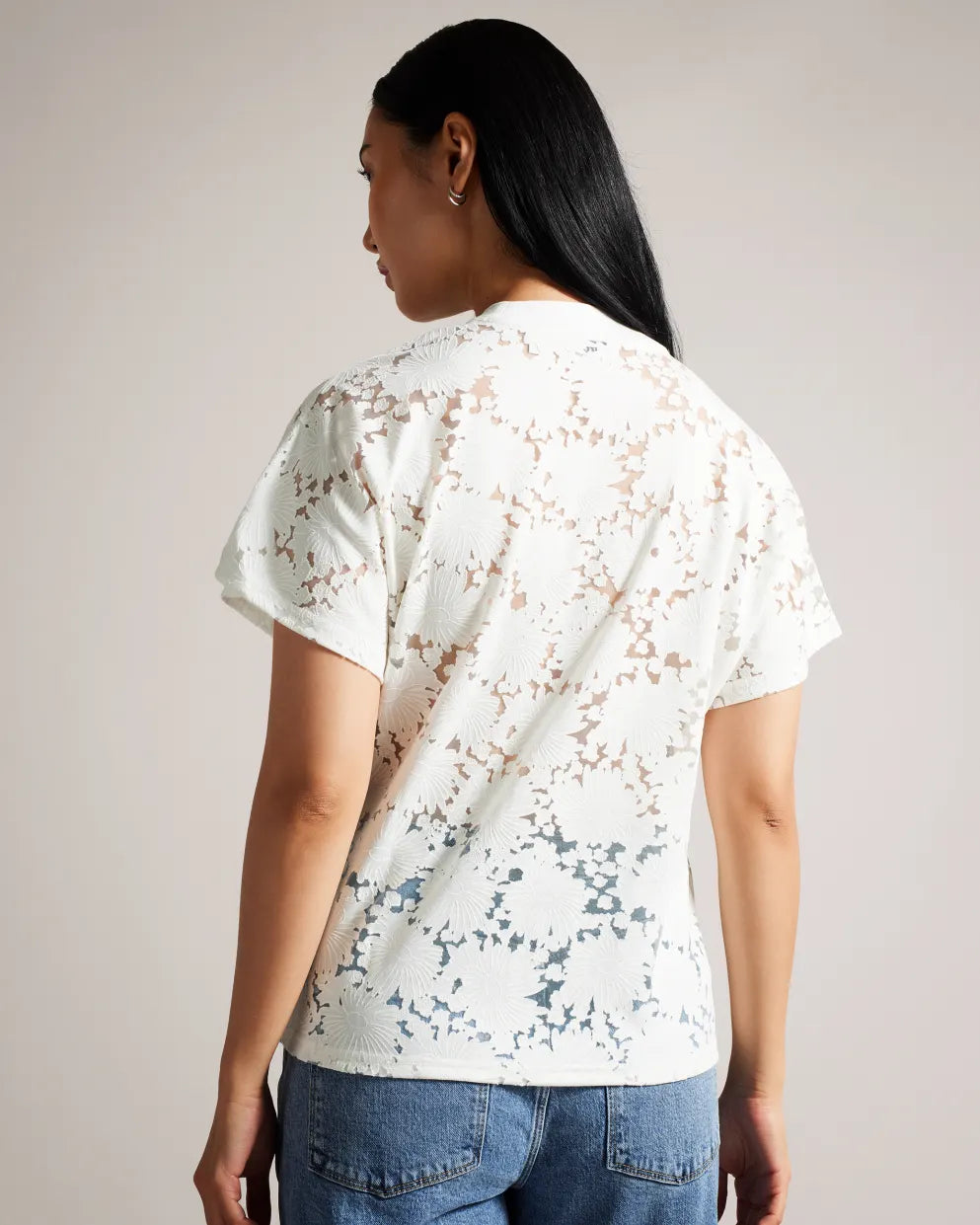 Maralo White Floral Lace Relaxed T-Shirt