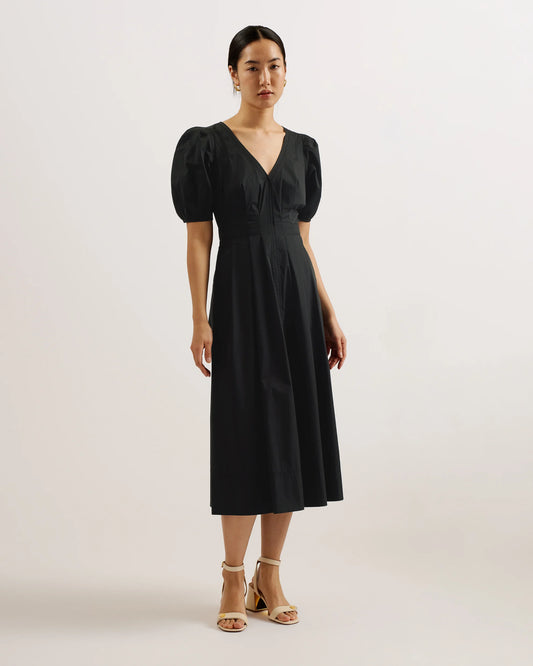 LEDRA - Puff Sleeve Midi Dress