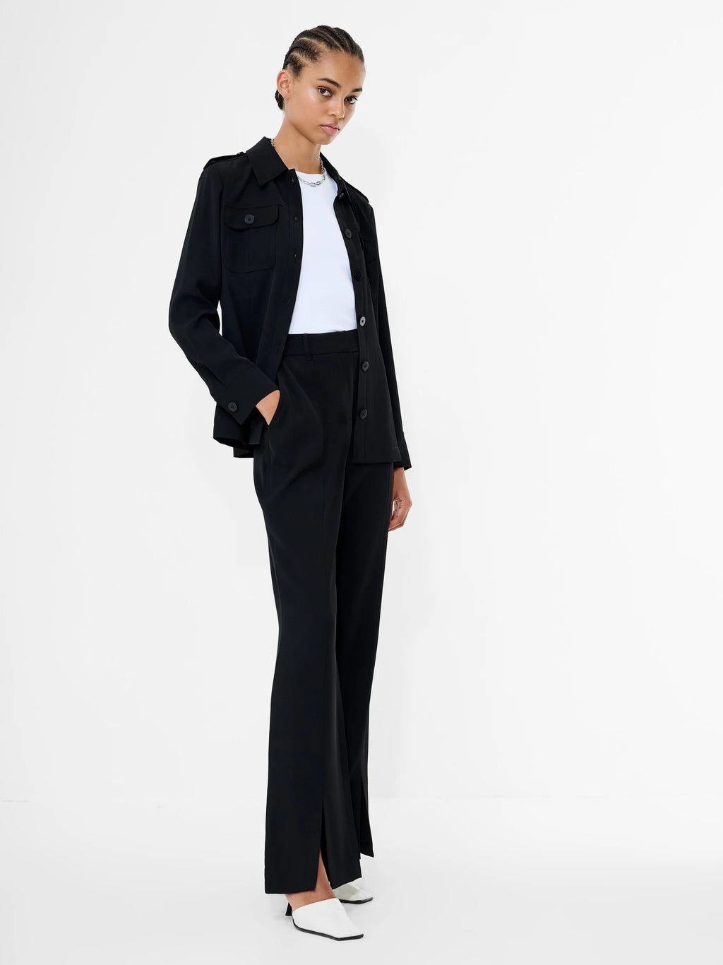 Vinnie Black Tailored Slit Trousers