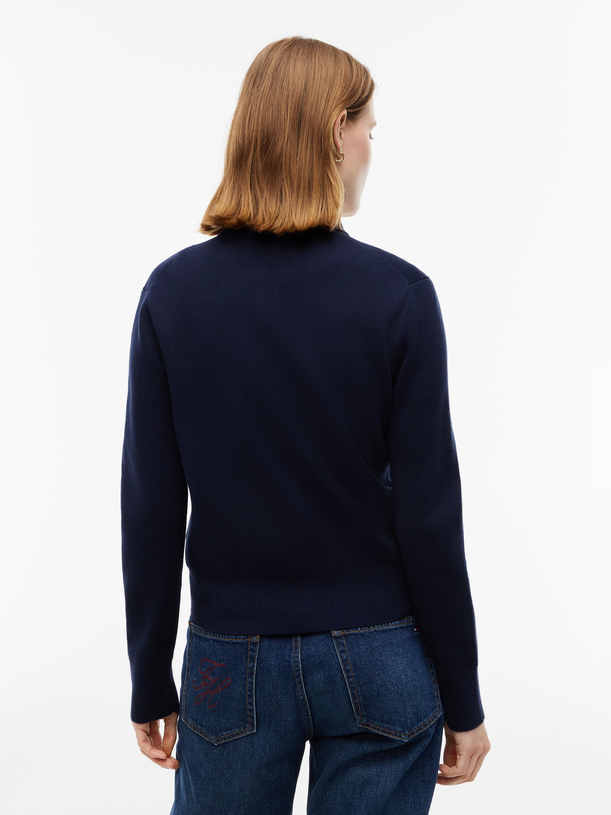 Cotton Full Navy Needle Zip Jacket
