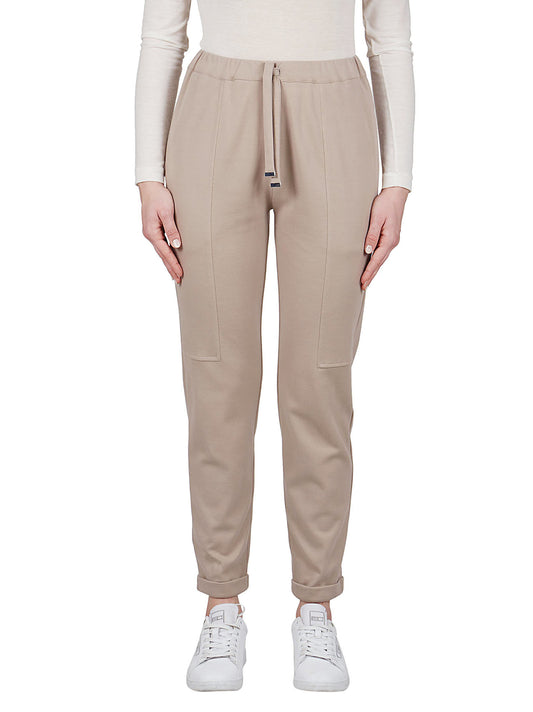 The Beige Cotton Drawstring Comfy Trouser by Purotatto