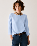 The Fluid Blue Stripe Twill Blouse