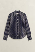 Chain Print Navy Shirt Blouse