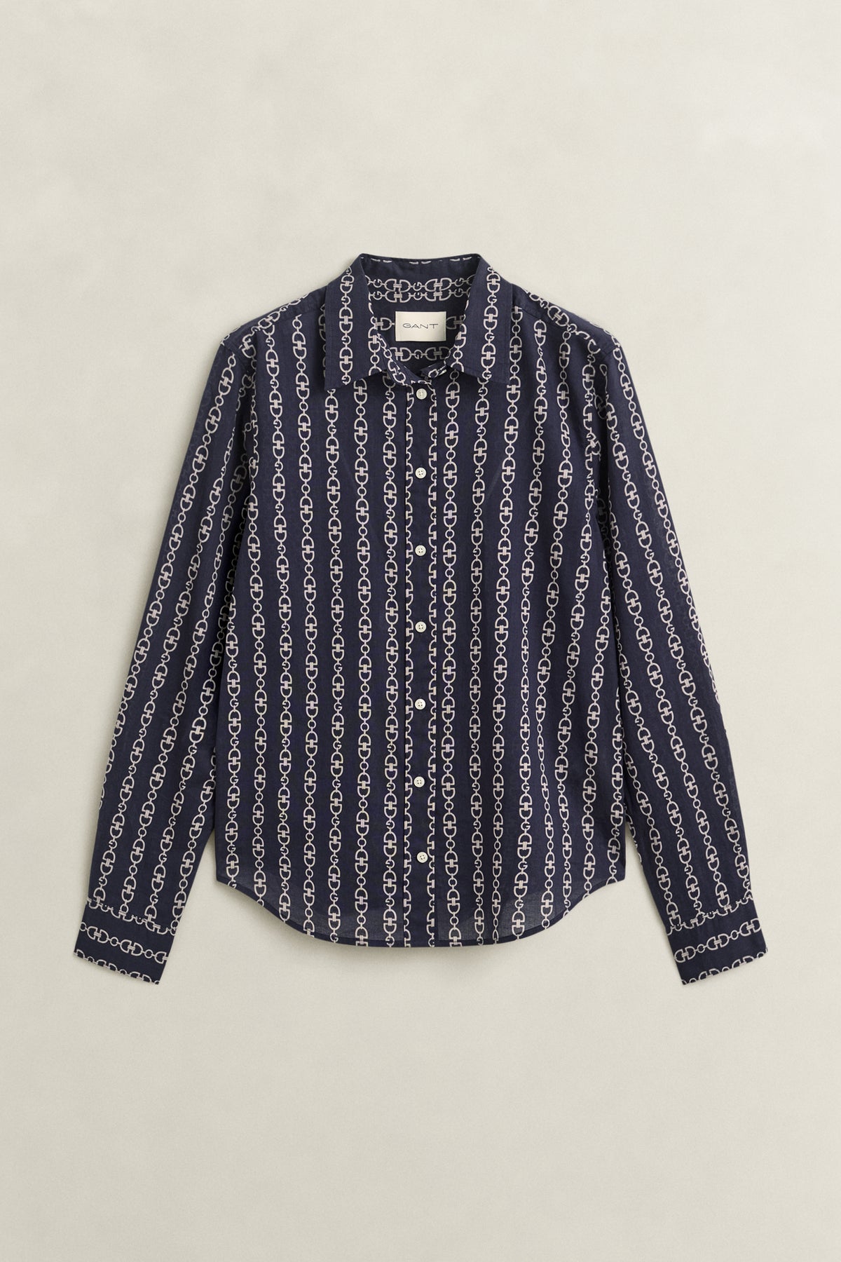 Chain Print Navy Shirt Blouse