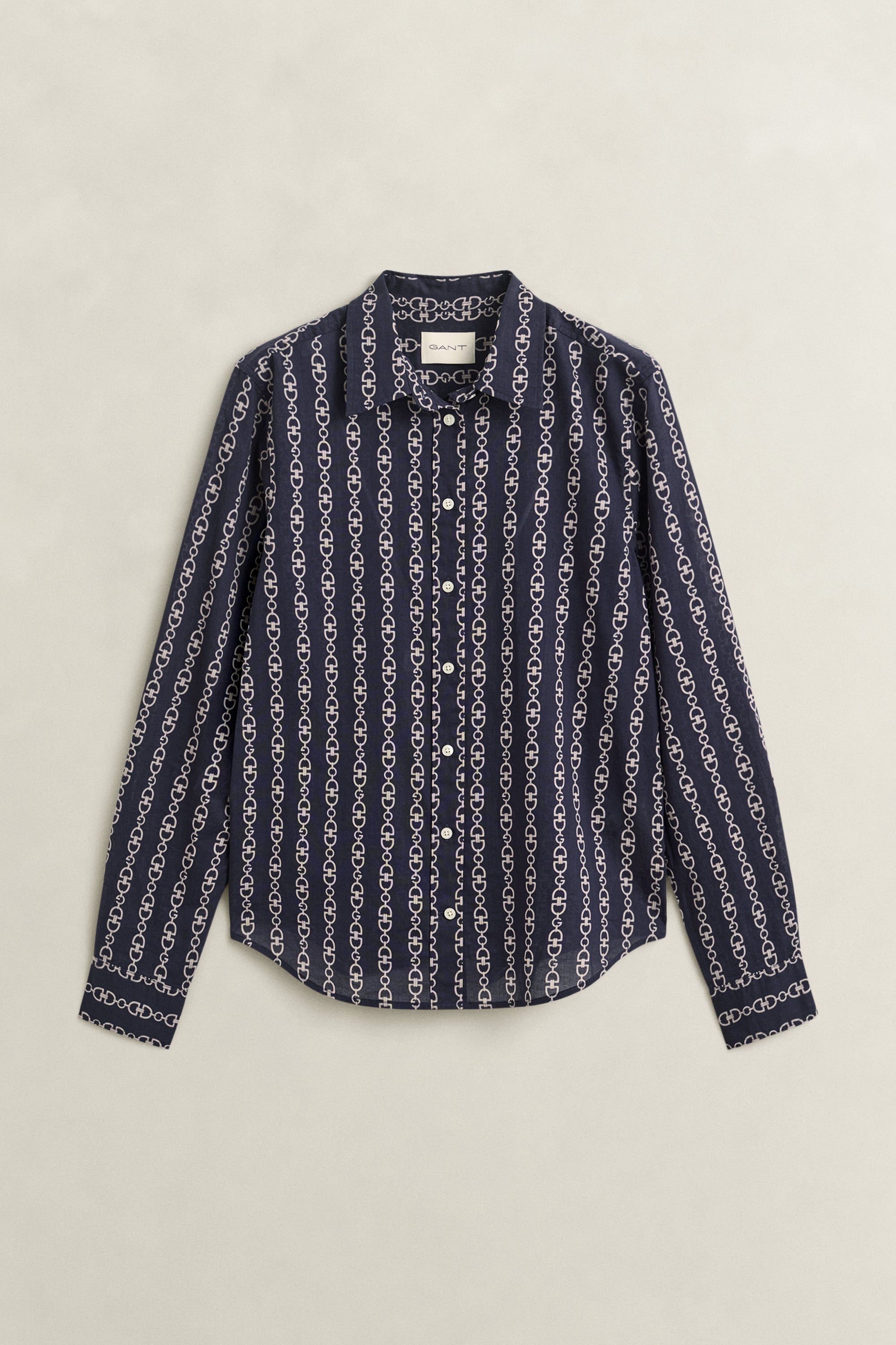 Chain Print Navy Shirt Blouse