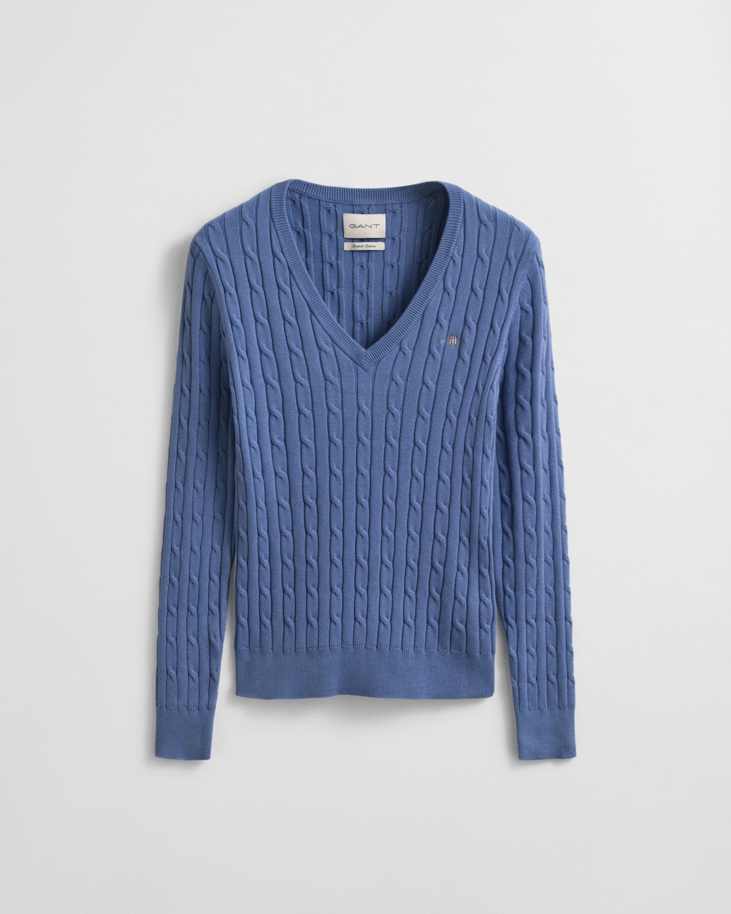 The Stretch Cotton Deep Blue V-Neck Cable