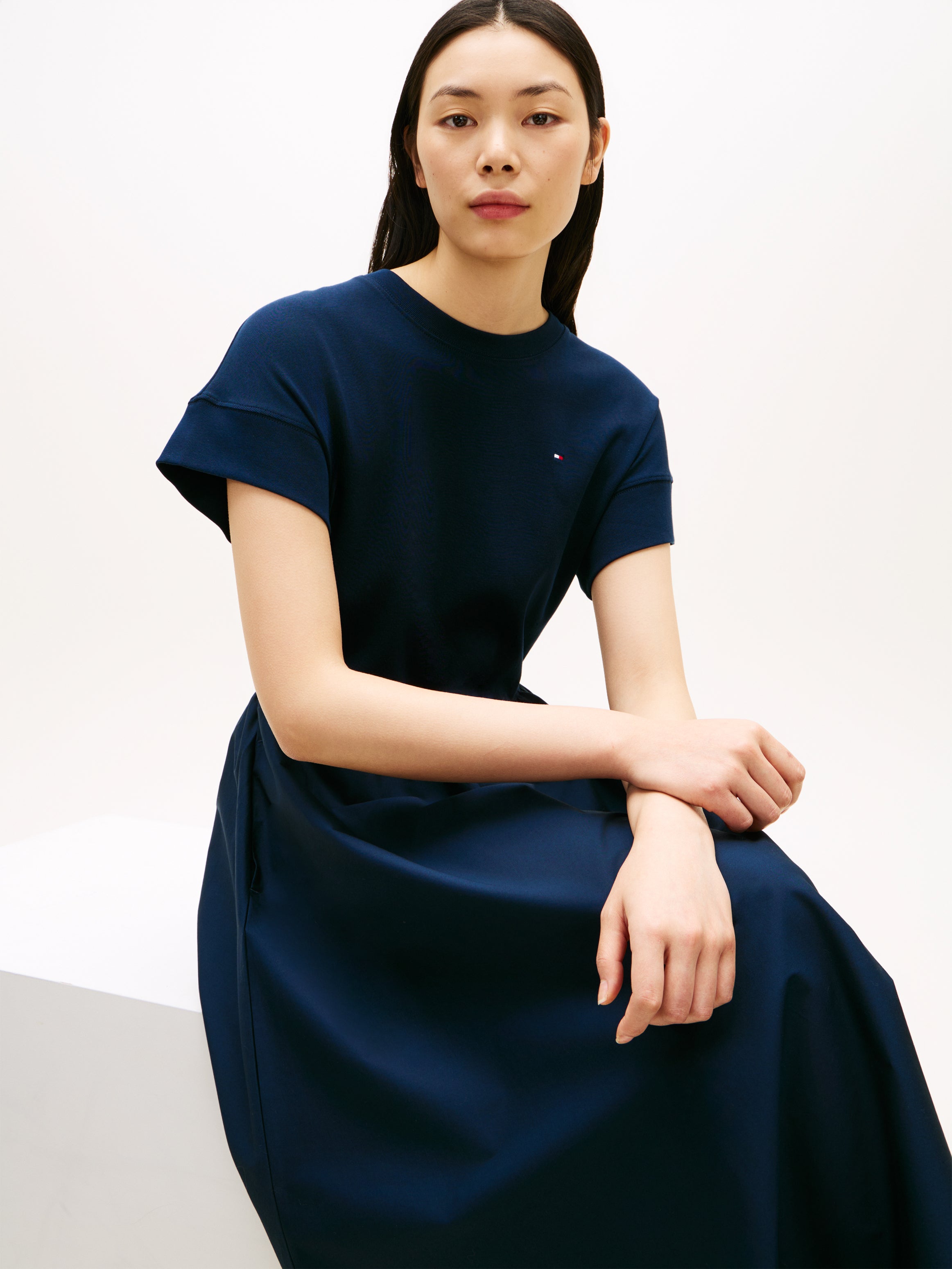 The Cody Navy Mix Fit and Flare Dress