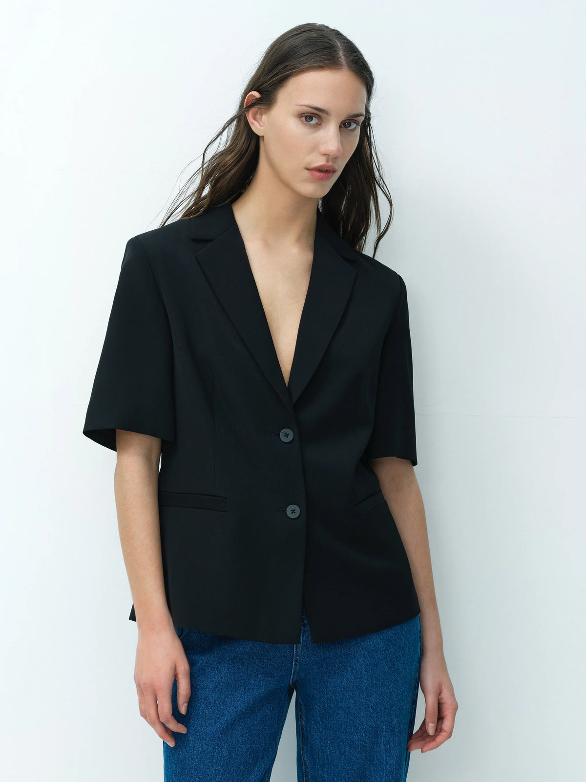 Vinnie Black Tailored Short Sleeve Blazer